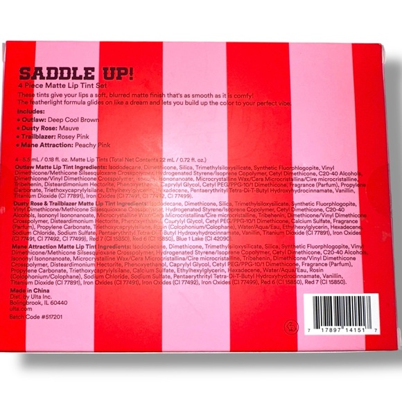 JOY BRIGHT ULTA Saddle Up Matte Lip Tint Set 4 Pcs Great Shades - Picture 2 of 2